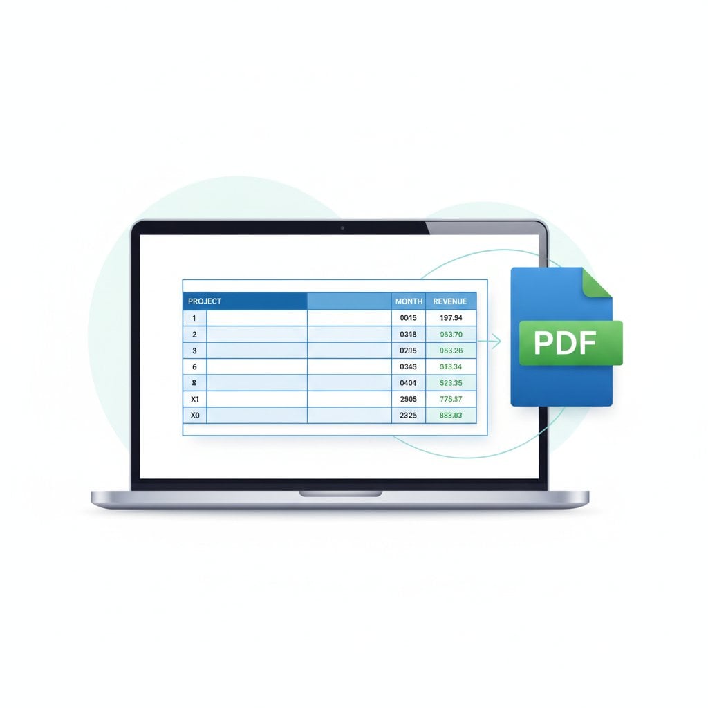 Excel Export zu PDF Optionen Dialog mit kritischen Einstellungen