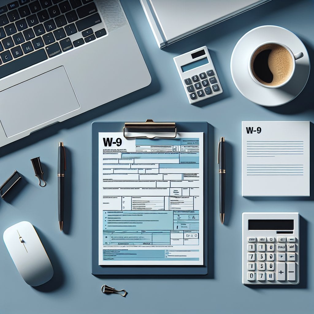 W-9 form explanation guide for businesses and independent contractors with tax documents