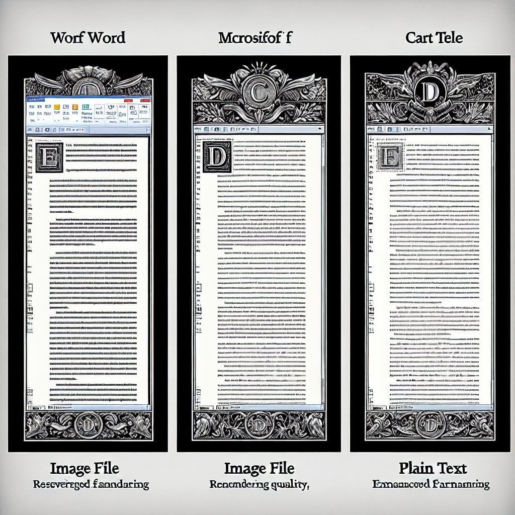 Side-by-side comparison of PDF conversion quality across different formats