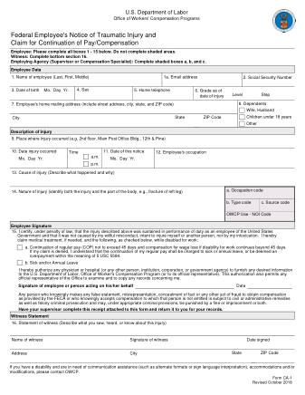 DOL Form CA 1
