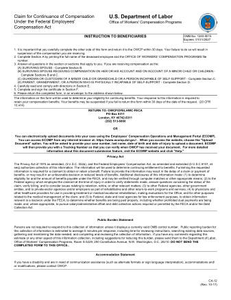 DOL Form CA 12