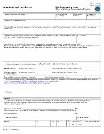 DOL Form CA 20