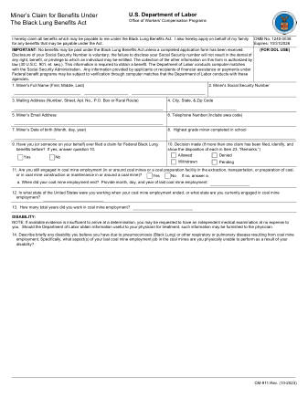 DOL Form CM 911