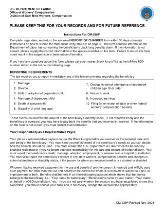DOL Form CM 929P