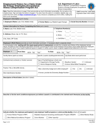 DOL Form EE 3