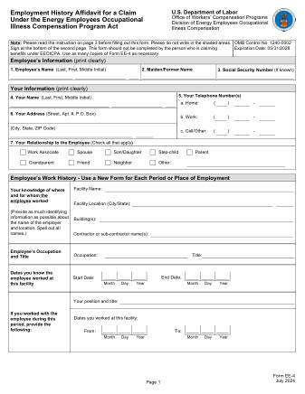 DOL Form EE 4