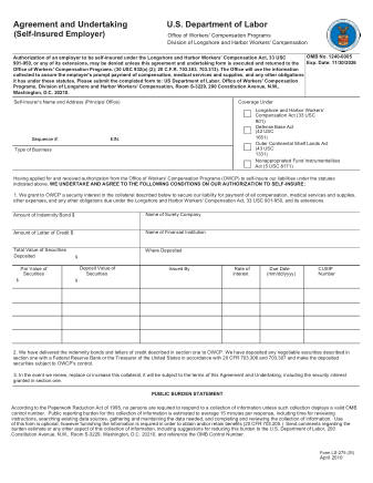 DOL Form LS 275SI
