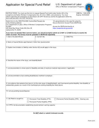 DOL Form LS 5