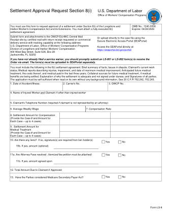 DOL Form LS 8