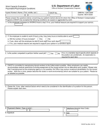 DOL Form OWCP 5A