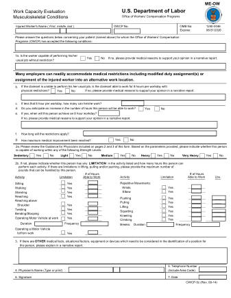 DOL Form OWCP 5C