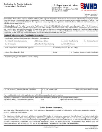 DOL Form WH 2