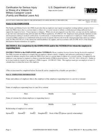 DOL Form WH385V