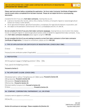 DOL Form WH530