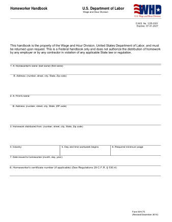 DOL Form WH75EN