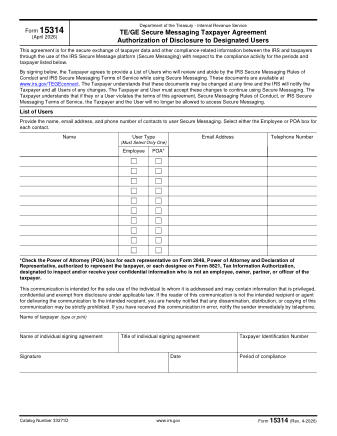 IRS Form 15314