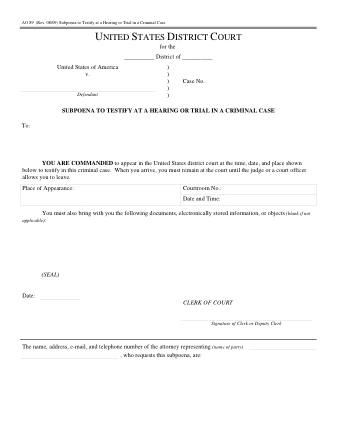 US Courts Form AO089