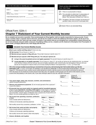 US Courts Form B 122A 1 2019 10V4