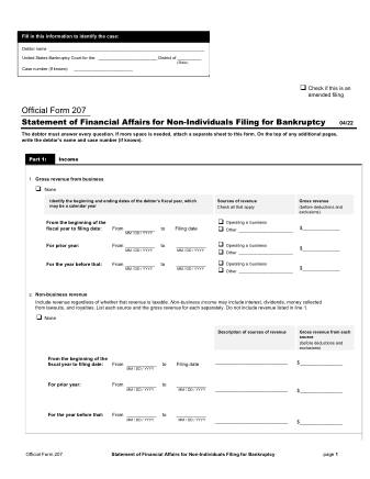 US Courts Form B 207 0422