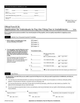 US Courts Form B 3A 0
