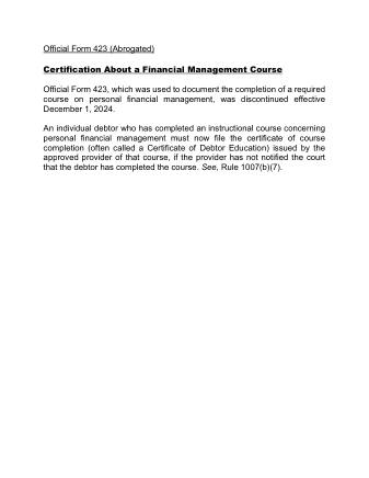 US Courts Form B 423 ABROGATED