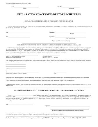 US Courts Form B 6 DECLARATION