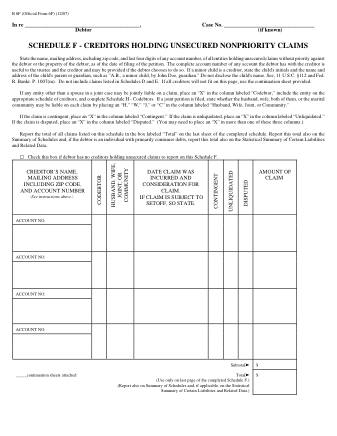 US Courts Form B 6F