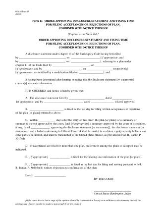 US Courts Form B13
