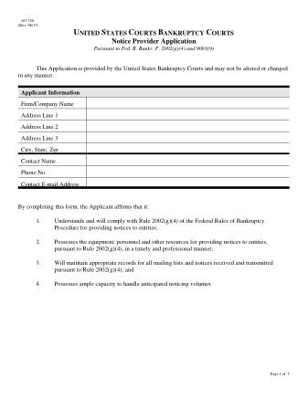 US Courts Form B320