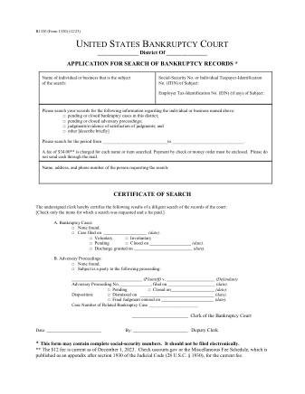 US Courts Form FORM 1320 0