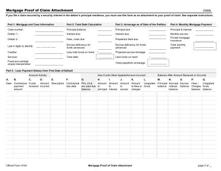 US Courts Form FORM 410A PROOF OF CLAIM ATTACHMENT 0