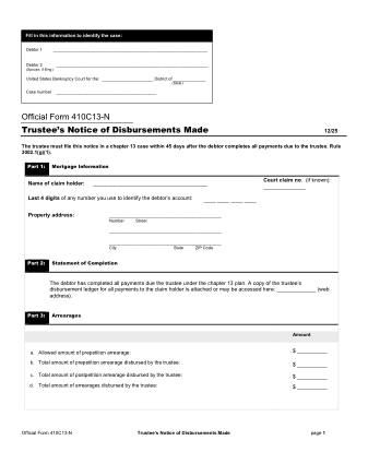 US Courts Form FORM 410C13 N