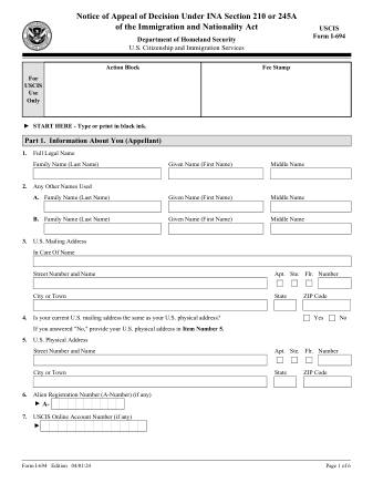 USCIS Form I-694