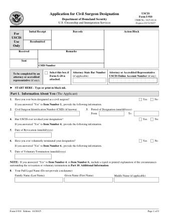 USCIS Form I-910