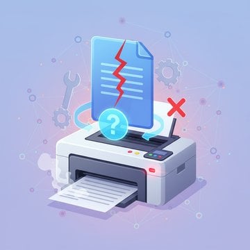 Printer outputting pages with common PDF printing defects such as blank pages, clipped content, and color errors