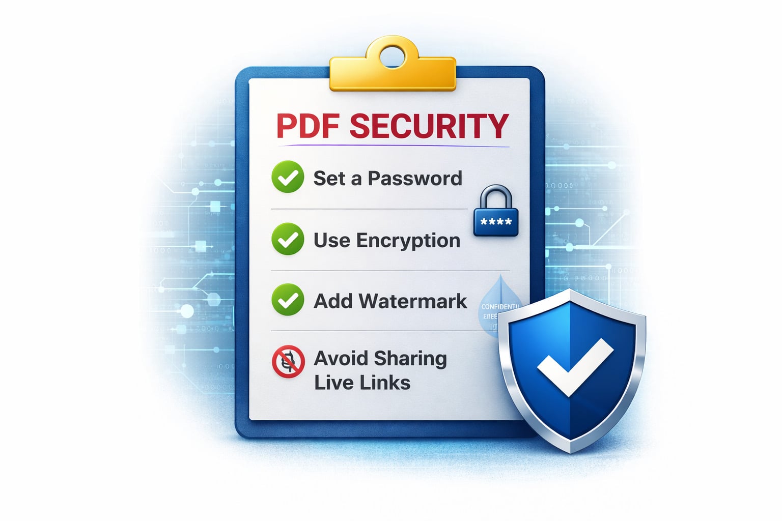 Checklist showing PDF security best practices for document protection